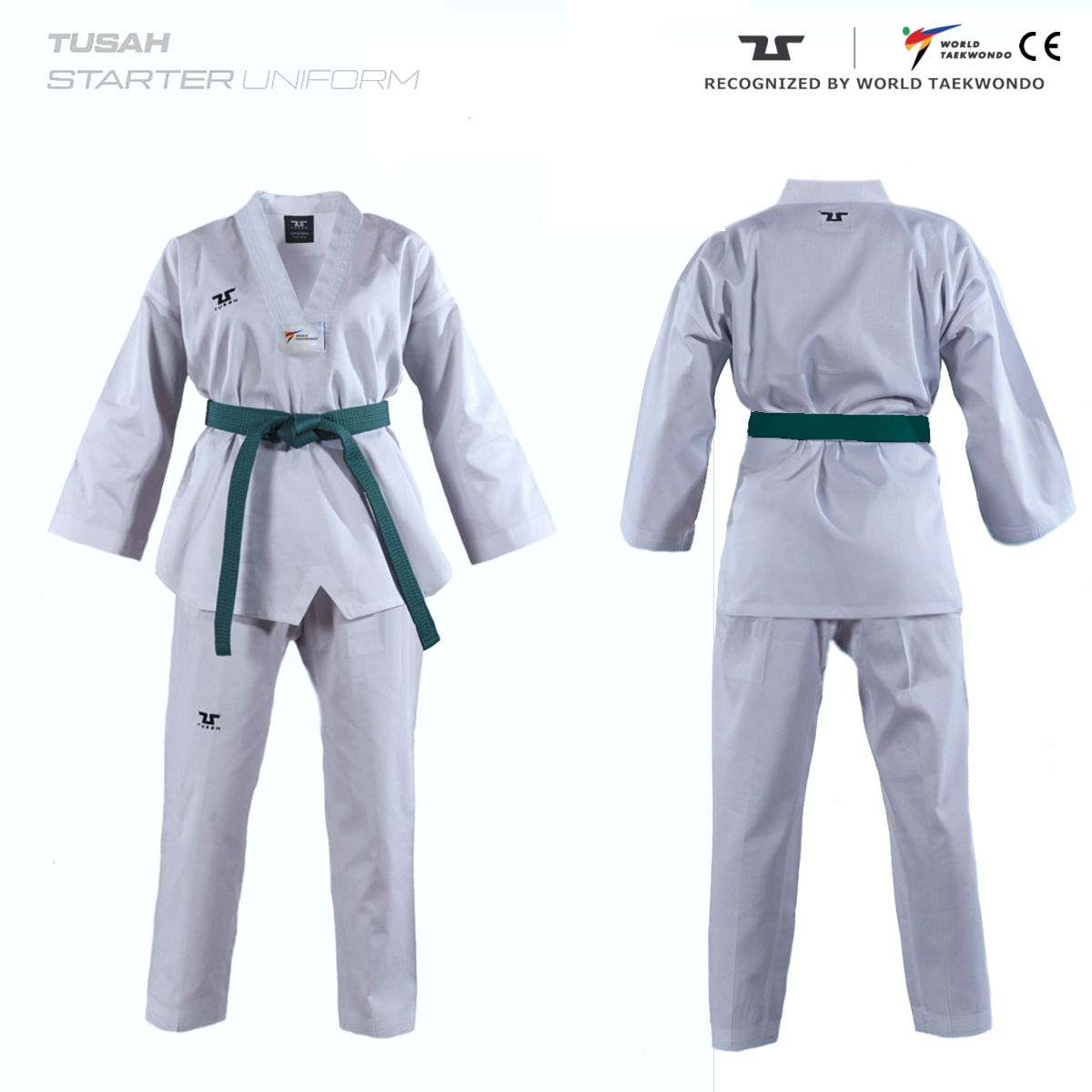 Adults World Taekwondo White Collar Tusah Uniform - Ki Martial Arts Ltd