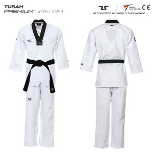Adults WT Black Collar Premium Fighter Tusah Taekwondo Range Uniform
