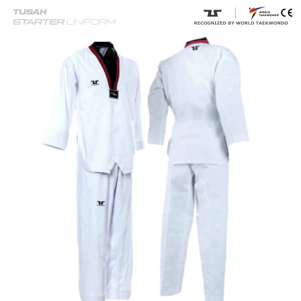 Childrens Poom Red/Black Collar Tusah Uniform - Ki Martial Arts Ltd