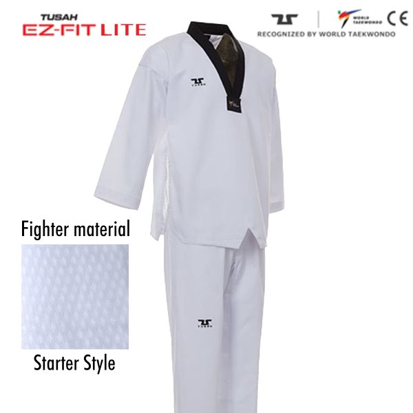 Childrens Ez-Fit Lite Fighter Uniform Black Collar